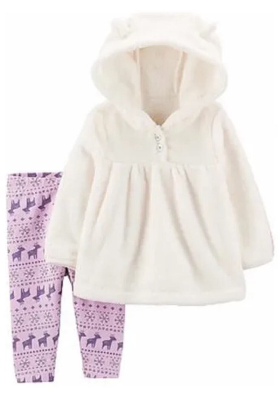 Carters Sherpa 2 Piece Hooded Outfit Size 3-6 months